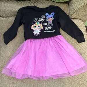 EUC 4/5 girls lol surprise sweater dress with sparkly pink skirt